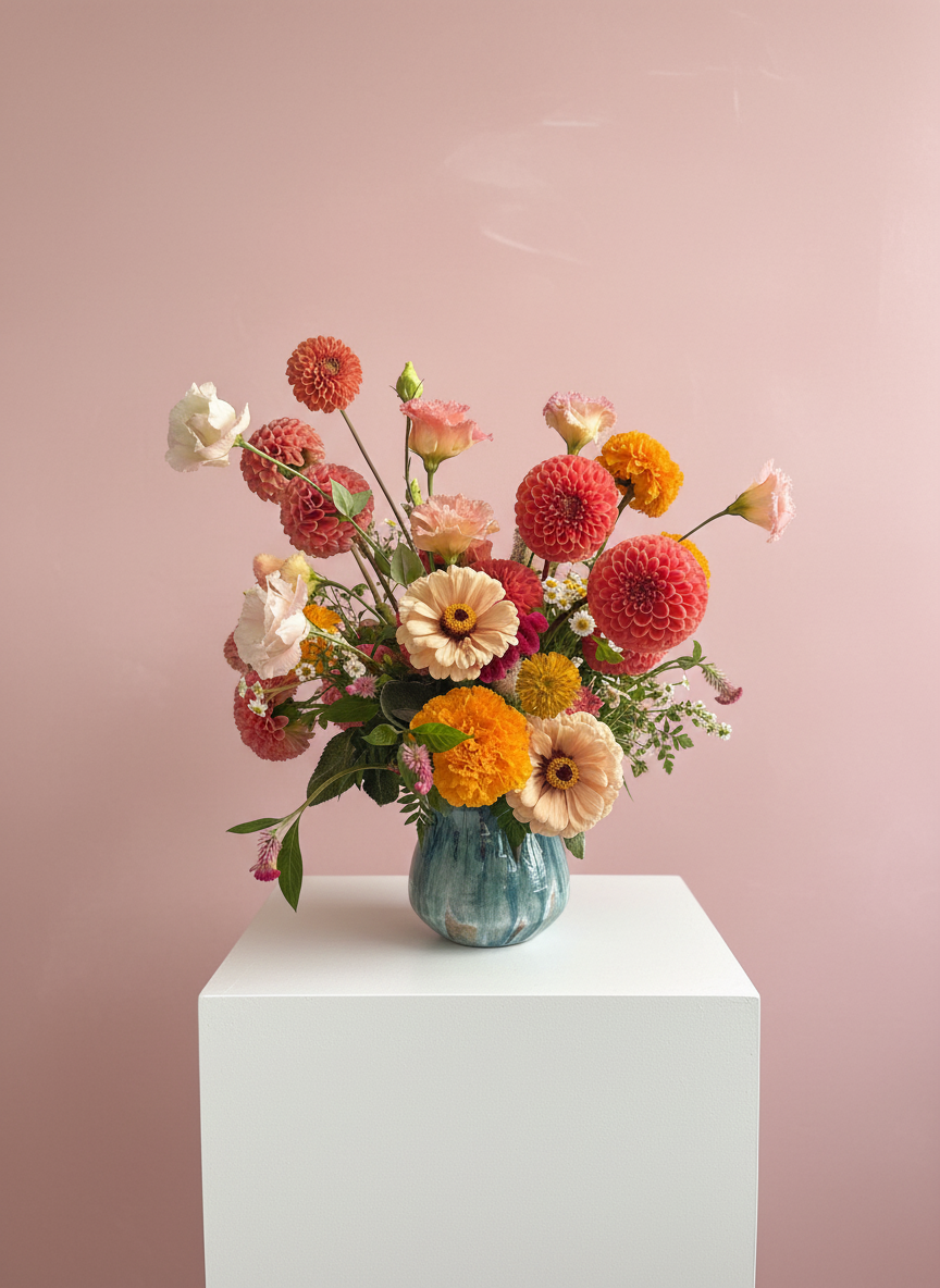 whimsical and artistic arrangement of local flowers metro detroit mt clemens